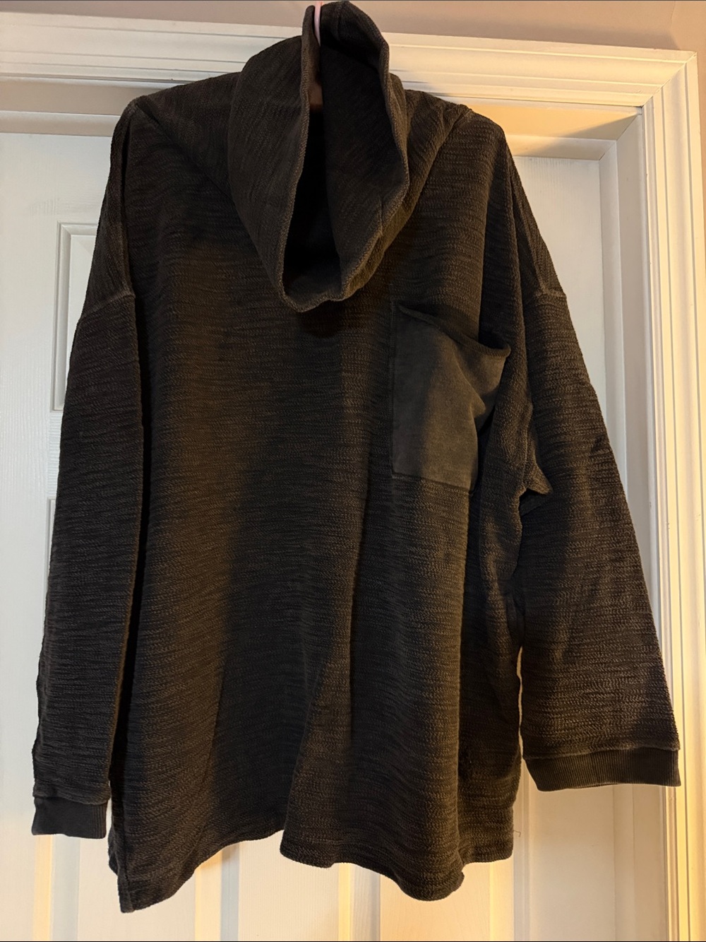 Free People Cozy Black Mock Neck Long Sleeve Top